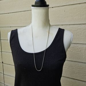 long flat silver tone chain necklace